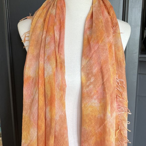 New Auth Chan Luu Watercolor Cashmere Silk Scarf- Pale Gold Color - Picture 4 of 7